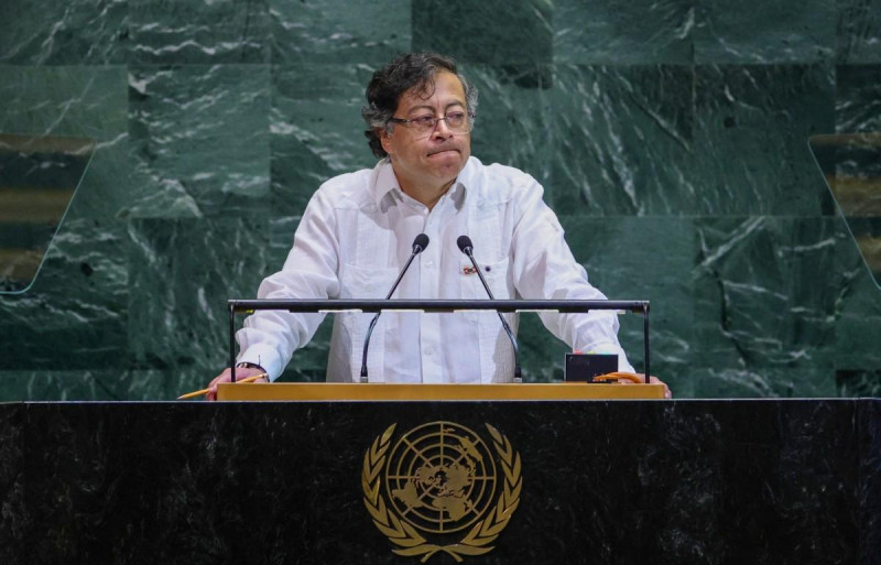 El presidente colombiano Gustavo Petro habla durante el Debate General de la Asamblea General de las Naciones Unidas en la sede de la ONU en Nueva York el 23 de septiembre de 2025